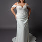 Crepe and Lace wedding dress with cap sleeves