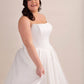 Mikado Ball Gown Wedding Dress with Cat Eye Neckline, Basque V Waist
