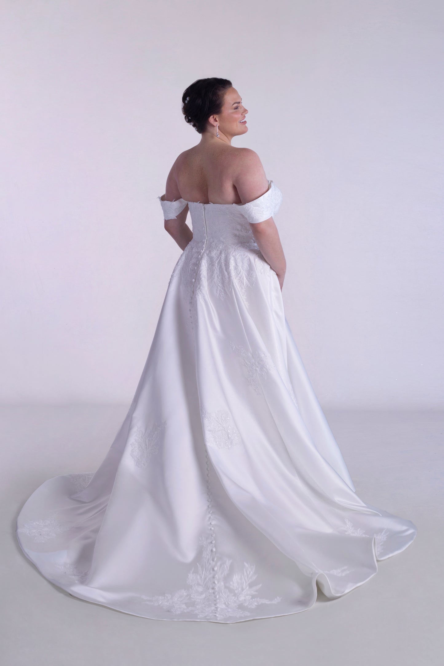 A-line Satin And Lace Wedding Dress