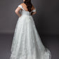 Satin corset bodice wedding dress with beaded tulle