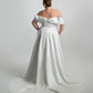 Bardot crossover neckline with trailing lace on bodice, full circular SKT