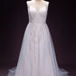 Lace and Tulle A-Line Wedding Gown with Sweetheart Neckline and Straps