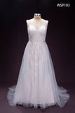 Lace and Tulle A-Line Wedding Gown with Sweetheart Neckline and Straps