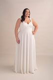 Crepe and Lace A-Line Wedding Gown with Sweetheart Neckline and Straps