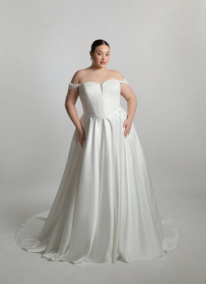 Fully structured bodice paired with ballgown skirt