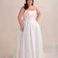 Printed Organza Ball Gown Wedding Dress with Cat Eye Neckline, V Waist