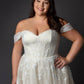 Sweetheart neckline with soft drop shoulder straps, croset style bodice