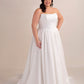 Mikado Ball Gown Wedding Dress with Cat Eye Neckline, Basque V Waist
