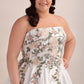 Strapless Satin Ball Gown Wedding Dress with Embroidered Bodice