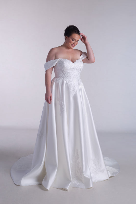 A-line Satin And Lace Wedding Dress