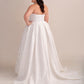 Printed Organza Ball Gown Wedding Dress with Cat Eye Neckline, V Waist