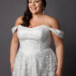 Trailing beaded lace wedding dress with soft scoop neckline drop shoulder