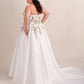 Strapless Satin Ball Gown Wedding Dress with Embroidered Bodice