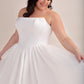 Mikado Ball Gown Wedding Dress with Cat Eye Neckline, Basque V Waist