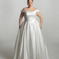 Drape front bodice with pearl detailing sheer back