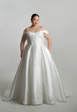 Drop shoulder bodice with full circular skirt