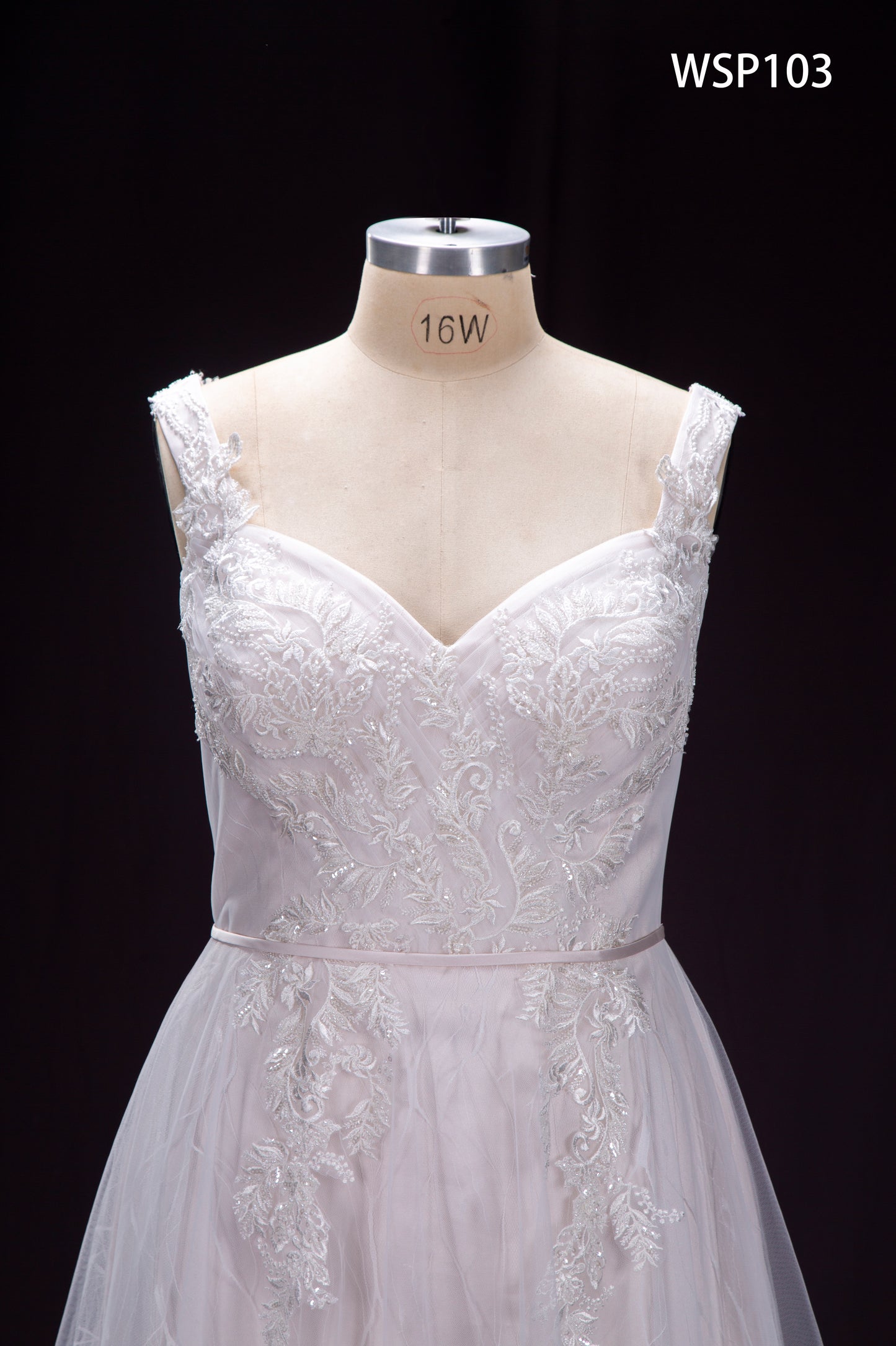 Lace and Tulle A-Line Wedding Gown with Sweetheart Neckline and Straps