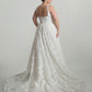 Square neckline bodice with bow detail on waistline, A-line skirt