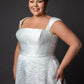 Aline wedding dress with square neckline cap sleeves