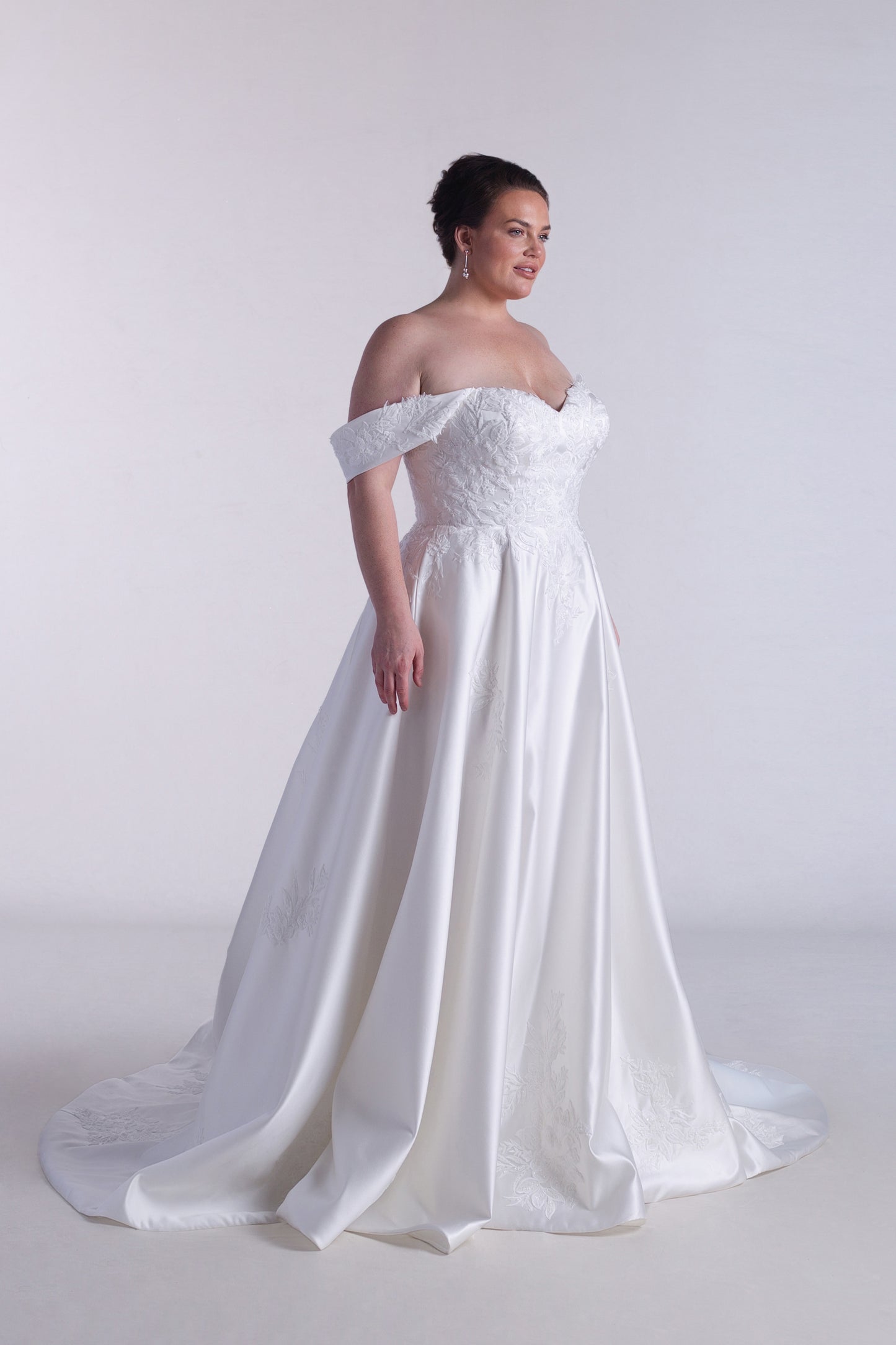 A-line Satin And Lace Wedding Dress
