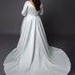 Satin Gown Pleating bodice wedding dress with long sleeves and full skirt
