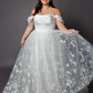 Satin corset bodice wedding dress with beaded tulle