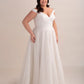 Glitter and Organza A-Line Wedding Gown with Ruched Bodice and Bardot