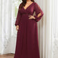 Stylish Plus Size Chiffon Formal Evening Dresses with Long Lantern Sleeves