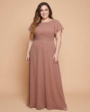Avenleigh Plus Size Romantic A-Line Chiffon Pleated Bridesmaid Dress for Wedding - N0328
