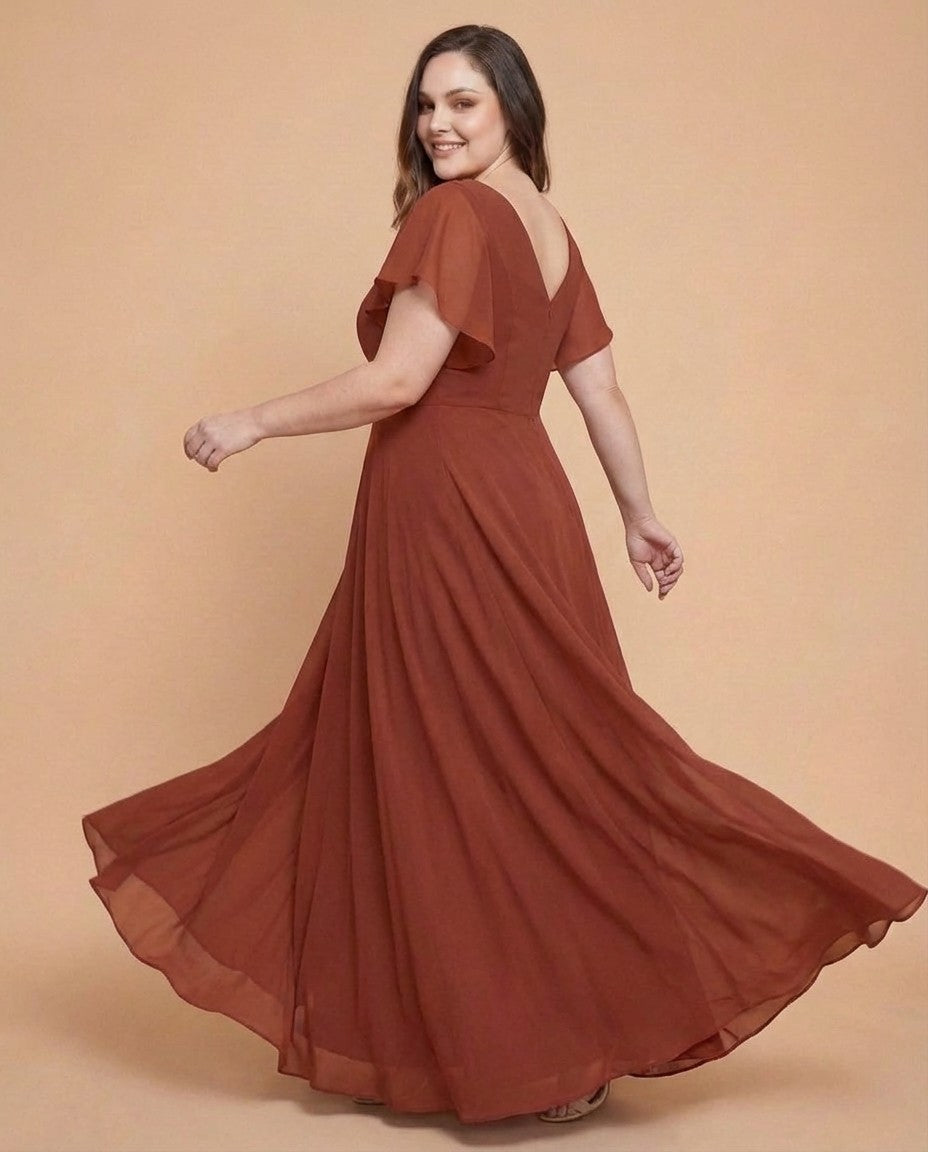 Avenleigh Timeless Chiffon A-Line Plus Size Bridesmaid Dress Ruched Waist - N0331