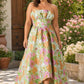 Plus Size Floral Jacquard Bridesmaid Dress with Ruffle Hem A-Line Silhouette