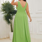 Plus Size Sleeveless V-Neck Empire Waist High Slit Floor-Length Evening Dress