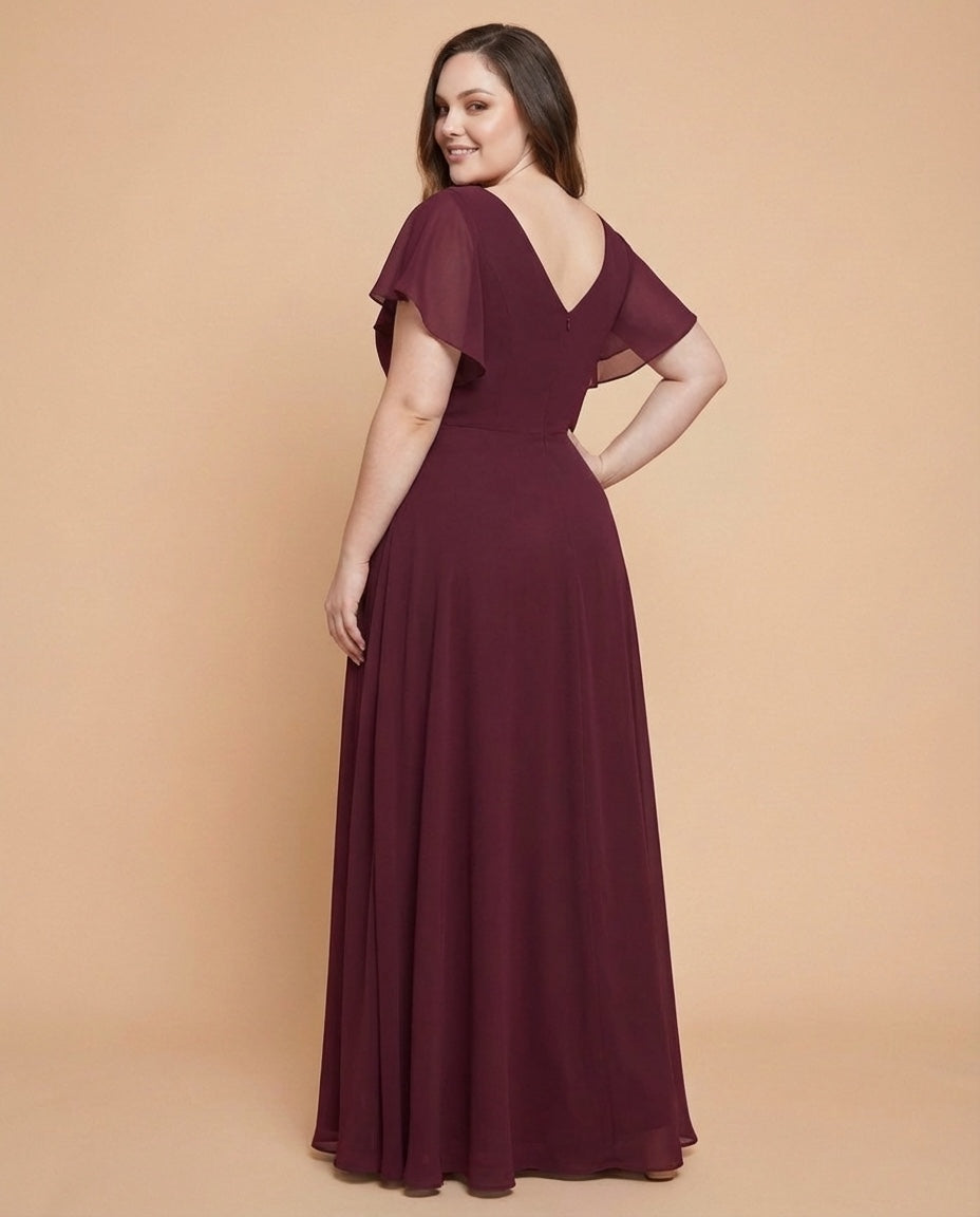 Avenleigh Timeless Chiffon A-Line Plus Size Bridesmaid Dress Ruched Waist - N0331