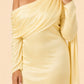 Romantic Bridesmaid Dress with One Shoulder Sleeve and Tie Accent
