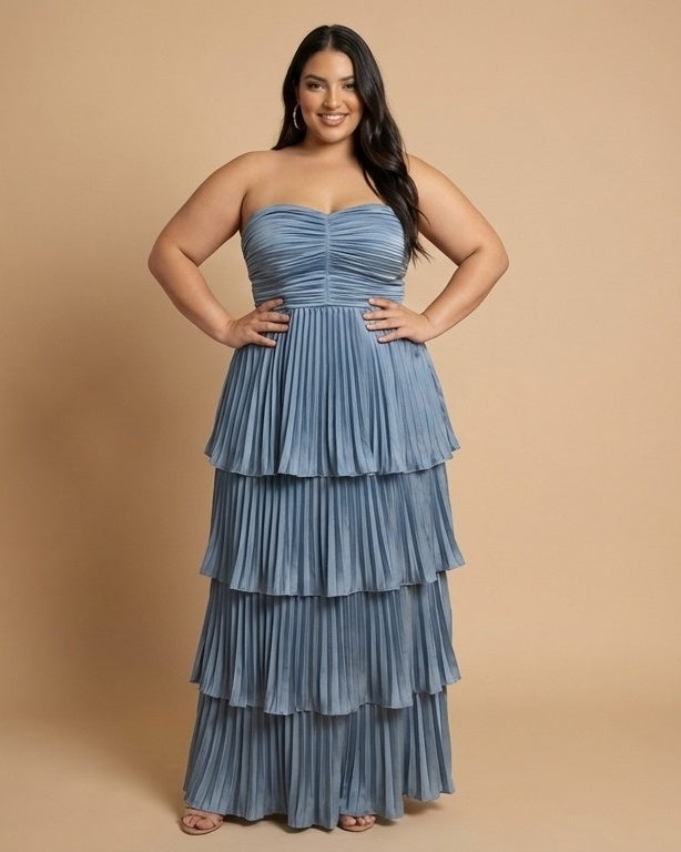 Chantarae Sophisticated Plus Size A-Line Satin Charmeuse Bridesmaid Gown - N0380