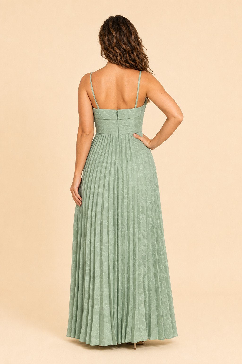 Plus Size Strapless Floral Burnout A-Line Bridesmaid Dress with Pleated Skirt
