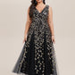 Plus Size Sparkling Sleeveless Leaf Sequin A-Line Formal Evening Dress