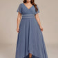 Plus Size V-Neck Rhinestone Waist Chiffon Maxi Formal Evening Dress