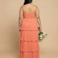 Chantarae Romantic Plus Size A Line Chiffon Bridesmaid Dress Sweetheart Floor Length Formal Gown For Wedding Guest Prom Wedding Events - N0372
