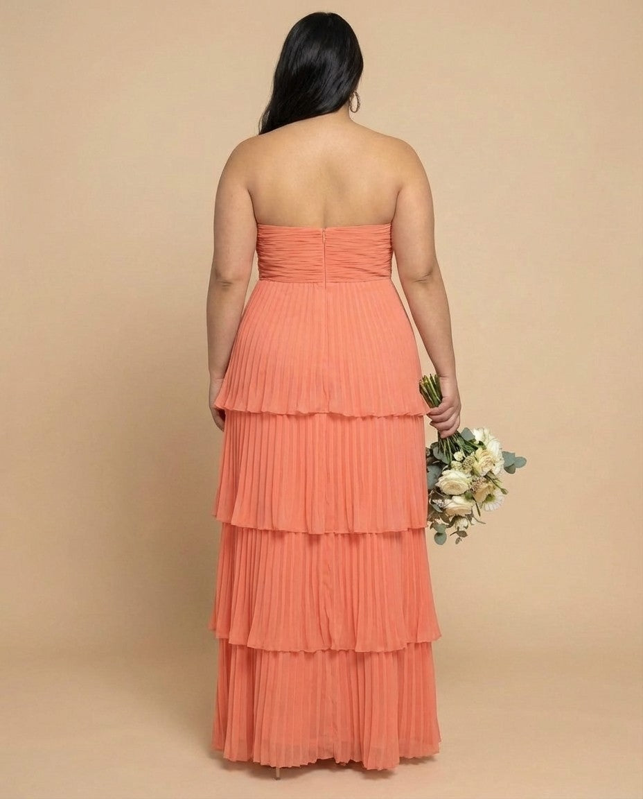 Chantarae Romantic Plus Size A Line Chiffon Bridesmaid Dress Sweetheart Floor Length Formal Gown For Wedding Guest Prom Wedding Events - N0372