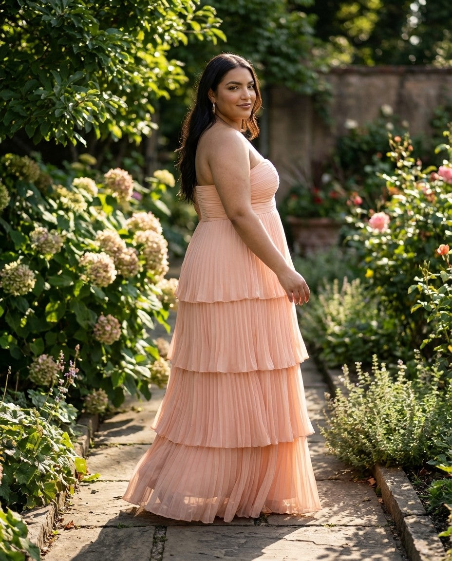 Chantarae Romantic Plus Size A Line Chiffon Bridesmaid Dress Sweetheart Floor Length Formal Gown For Wedding Guest Prom Wedding Events - N0372