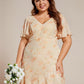 Plus Size Elegant Lotus Sleeves Chiffon Bridesmaid Dress
