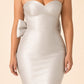 Plus Size Strapless Bridesmaid Dress with Bow Back and Chapel Train