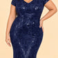 Plus Size Mother of Bride Dress Deep V Neck Fitted Wedding Formal Gown