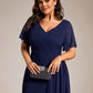 Plus Size High Slit V-Neck Empire Waist Chiffon Bridesmaid Dress