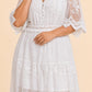 Plus Size Lace Wedding Bridal Gown with A-Line Tulle Skirt and V Neck