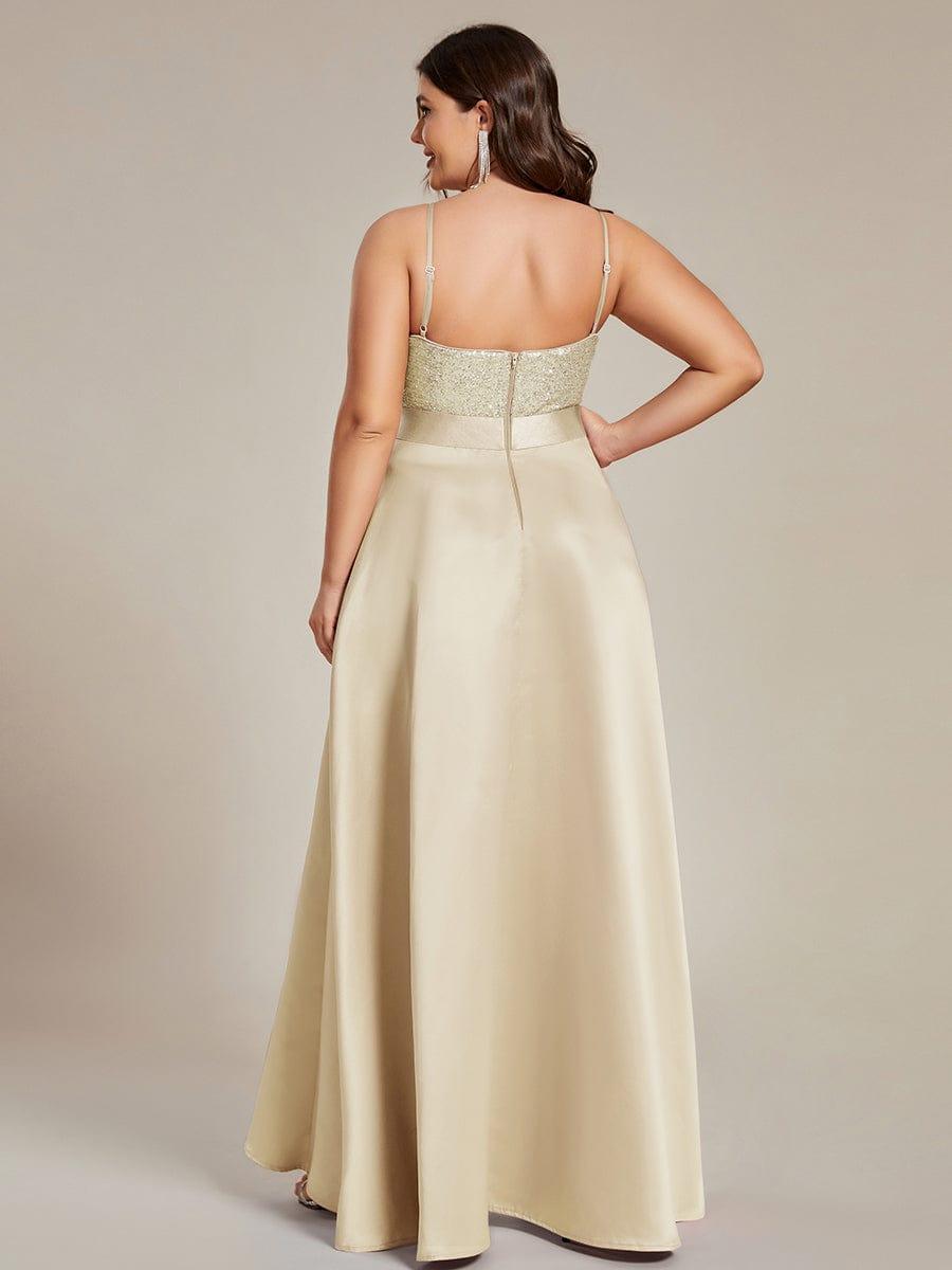 High Low Sleeveless Plus Size Dresses With Sequin for Evening