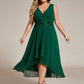Sleeveless V-Neck High Low Plus Size Wedding Guest Dress with Floral Applique