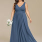 Plus Size Strapless V-Neck A-Line Lace-Up Bridesmaid Dress