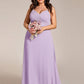 Plus Size Draped Back Criss-Cross Chiffon A-Line Bridesmaid Dress